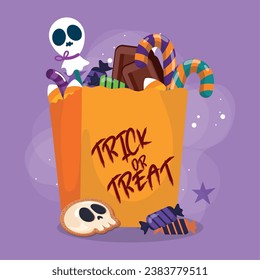 Colored halloween candies bag Happy halloween Vector