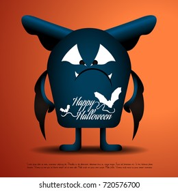 Colored halloween card with a bat, Vector illustration