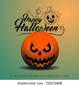 Colored halloween card with a jack-o-lantern, Vector illustration