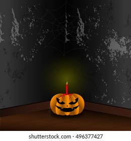 Colored halloween card with a pumpkin, Vector illustration