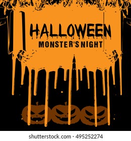 Colored halloween card with pumpkins , Vector illustration