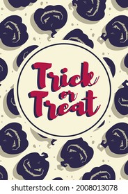 Colored halloween party invitation, banner, poster or postcard with scary horrible pumpkin illustrations for october holiday design