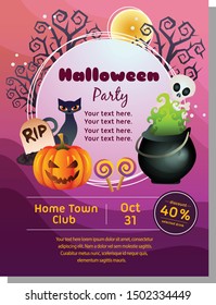 colored halloween poster with kid devil costume vector illustration