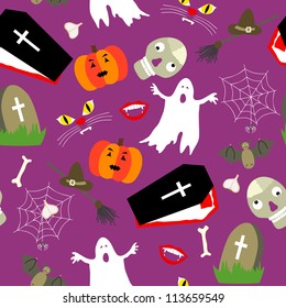 Colored halloween seamless pattern in simple style