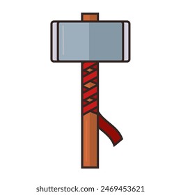 Colored hammer medieval weapon icon Vector illustration