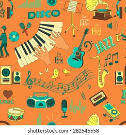 Colored hand draw music pattern, excellent vector illustration, EPS 10
