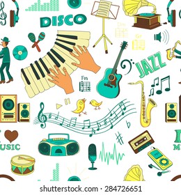 Colored hand draw music psttern, excellent vector illustration, EPS 10