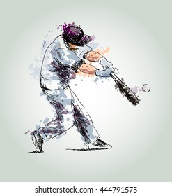 Colored Hand Drawing Baseball. Vector Illustration