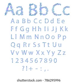 Colored hand drawn alphabet on white background. Bold capital letters. Vector stock.