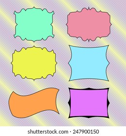Colored hand drawn colored banners, frames for text . Vector illustration