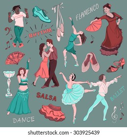 Colored Hand drawn Dance collection, excellent vector illustration, EPS 10