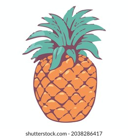 vector de piña detallado de color dibujado a mano
