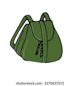Colored Hand drawn Doodle Backpack. Cartoon Casual Backpack, cool backpack sketch. Vector illustration. Back to school. 