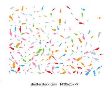 Colored hand drawn fish light. The good confetti background illustrations design. Confetti new background blurred.