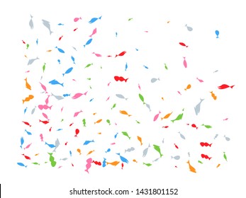 Colored hand drawn fish smooth. Colored confetti backgrounds. Confetti new background poster.