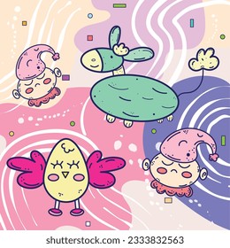 Colored hand drawn illustration background Vector