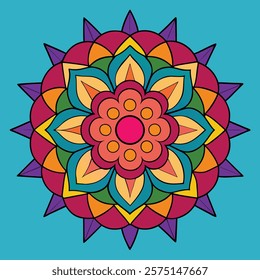 colored hand drawn mandala design vector illustration