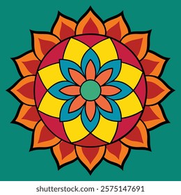 colored hand drawn mandala design vector illustration