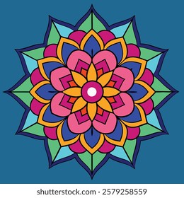 colored hand drawn mandala silhouette vector illustration