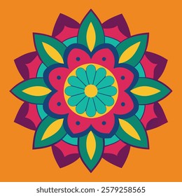 colored hand drawn mandala silhouette vector illustration