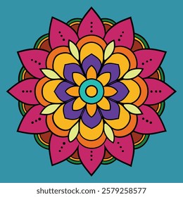 colored hand drawn mandala silhouette vector illustration