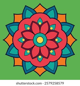 colored hand drawn mandala silhouette vector illustration