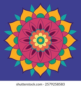 colored hand drawn mandala silhouette vector illustration