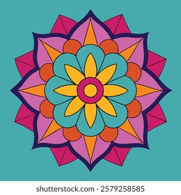 colored hand drawn mandala silhouette vector illustration