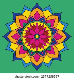 colored hand drawn mandala silhouette vector illustration
