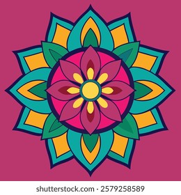 colored hand drawn mandala silhouette vector illustration