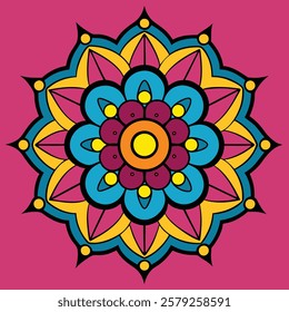 colored hand drawn mandala silhouette vector illustration