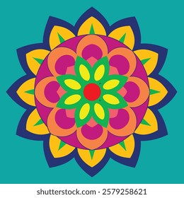 colored hand drawn mandala silhouette vector illustration