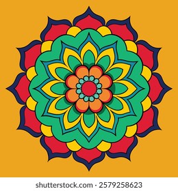 colored hand drawn mandala silhouette vector illustration