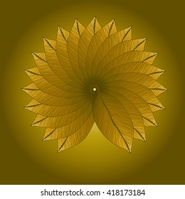 Colored hand drawn yellow leaves circle. Spring style. Foliage