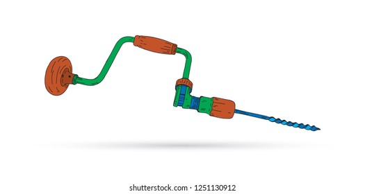 colored hand drill illustration vector