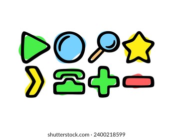 Colored handdrawn vector user interface icons