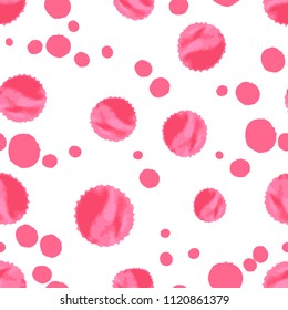 Colored hand-painted blots. A scattering of watercolor circles. Pattern for packaging, tiles, textiles, wallpaper