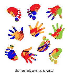 colored handprint and colored footprint