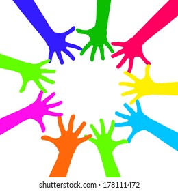 Colored Hands Circle Vector Stock Vector (Royalty Free) 178111472 ...