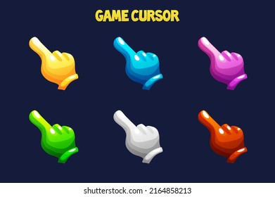 Colored Hands Cursors Icons for Game UI