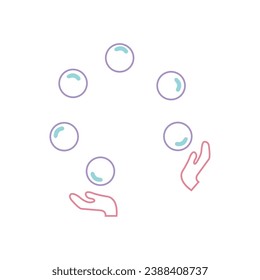 Colored hands playing with balls icon Vector