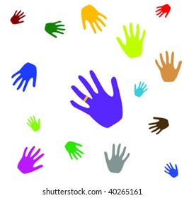 colored hands, vector art illustration
