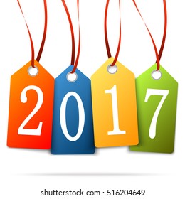 colored hang tags with numbers 2017 for New Year greetings
