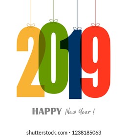 colored hang tags with numbers 2019 for New Year greetings