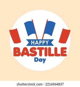 Colored happy bastille day poster with pair of flags of France Vector