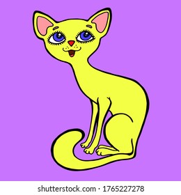 colored happy cat vector illustration print 