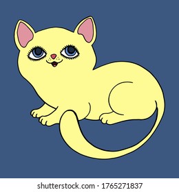 colored happy cat vector illustration print 
