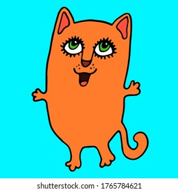 ilustración de vector de felino feliz coloreado