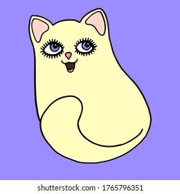 colored happy cat vector illustration print