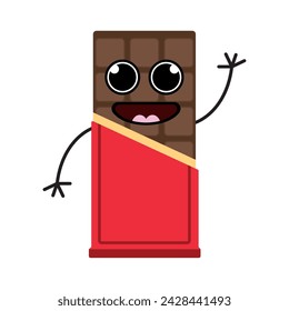 Colored happy chocolate bar character Vector illustration